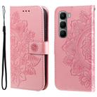 For Infinix Hot 60 4G / Hot 60i 4G Seven-petal Flowers Embossing Leather Phone Case(Rose Gold) - 1