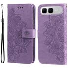 For Infinix Smart 10 Plus 4G Seven-petal Flowers Embossing Leather Phone Case(Light Purple) - 1