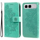 For Infinix Smart 10 Plus 4G Seven-petal Flowers Embossing Leather Phone Case(Green) - 1