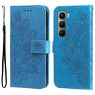 For Infinix Hot 60 Pro 4G Seven-petal Flowers Embossing Leather Phone Case(Blue) - 1