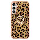 For Samsung Galaxy S24 FE 5G Electroplating Dual-side IMD Phone Case with Ring Holder(Leopard Print) - 2