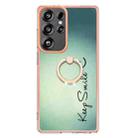 For Samsung Galaxy S25 Ultra 5G Electroplating Dual-side IMD Phone Case with Ring Holder(Smile) - 2