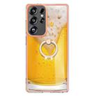 For Samsung Galaxy S25 Ultra 5G Electroplating Dual-side IMD Phone Case with Ring Holder(Draft Beer) - 2