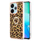 For Redmi 13 4G Electroplating Dual-side IMD Phone Case with Ring Holder(Leopard Print) - 1