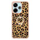 For Redmi 13 4G Electroplating Dual-side IMD Phone Case with Ring Holder(Leopard Print) - 2