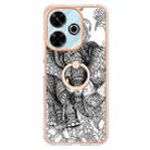 For Redmi 13 4G Electroplating Dual-side IMD Phone Case with Ring Holder(Totem Elephant) - 2