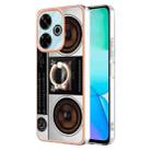 For Redmi 13 4G Electroplating Dual-side IMD Phone Case with Ring Holder(Retro Radio) - 1