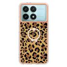 For Xiaomi Poco F6 Pro 5G Electroplating Dual-side IMD Phone Case with Ring Holder(Leopard Print) - 2