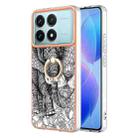 For Xiaomi Poco F6 Pro 5G Electroplating Dual-side IMD Phone Case with Ring Holder(Totem Elephant) - 1