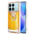 For Xiaomi Poco F6 Pro 5G Electroplating Dual-side IMD Phone Case with Ring Holder(Draft Beer) - 1