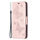 For Xiaomi Redmi 9A Two Butterflies Embossing Pattern Horizontal Flip Leather Case with Holder & Card Slot & Wallet & Lanyard(Rose Gold) - 2