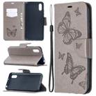 For Xiaomi Redmi 9A Two Butterflies Embossing Pattern Horizontal Flip Leather Case with Holder & Card Slot & Wallet & Lanyard(Grey) - 1
