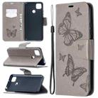 For Xiaomi Redmi 9C Two Butterflies Embossing Pattern Horizontal Flip Leather Case with Holder & Card Slot & Wallet & Lanyard(Grey) - 1