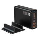 200W GaN 4 Type-C 2 USB Multi Ports Sharing Desktop Charger, Plug:US Plug(Black) - 1