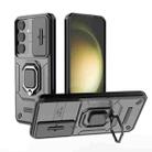 For Samsung Galaxy S25+ 5G Sliding Camshield TPU + PC Shockproof Phone Case with Holder(Black) - 1