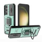 For Samsung Galaxy S25+ 5G Sliding Camshield TPU + PC Shockproof Phone Case with Holder(Green) - 1