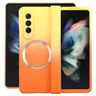 For Samsung Galaxy Z Fold4 Liquid PC Gradient MagSafe Phone Case(Yellow Orange) - 1