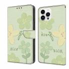 For iPhone 16 Pro Max Fresh Painted Leather Phone Case(Fresh Flowers) - 1