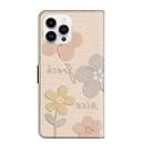 For iPhone 16 Pro Max Fresh Painted Leather Phone Case(Beige Flowers) - 3