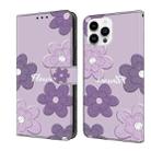 For iPhone 16 Pro Fresh Painted Leather Phone Case(Dark Purple Flowers) - 1