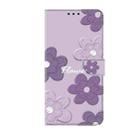 For iPhone 16 Pro Fresh Painted Leather Phone Case(Dark Purple Flowers) - 2