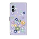 For iPhone 16 Plus Fresh Painted Leather Phone Case(Purple Floral) - 3