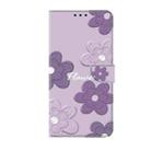 For iPhone 16 Fresh Painted Leather Phone Case(Dark Purple Flowers) - 2