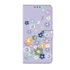 For iPhone 16 Fresh Painted Leather Phone Case(Purple Floral) - 2