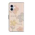 For iPhone 16 Fresh Painted Leather Phone Case(Beige Flowers) - 3