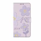 For iPhone 16 Fresh Painted Leather Phone Case(Small Lilac Flowers) - 2