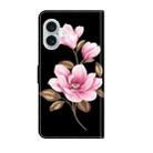 For iPhone 16 Fresh Painted Leather Phone Case(Black Flowers) - 3