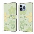 For iPhone 15 Pro Max Fresh Painted Leather Phone Case(Fresh Flowers) - 1