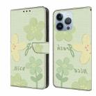 For iPhone 15 Pro Fresh Painted Leather Phone Case(Fresh Flowers) - 1