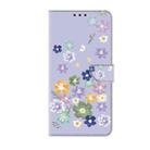 For iPhone 15 Pro Fresh Painted Leather Phone Case(Purple Floral) - 2
