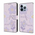 For iPhone 15 Pro Fresh Painted Leather Phone Case(Small Lilac Flowers) - 1