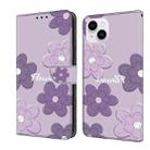 For iPhone 15 Plus Fresh Painted Leather Phone Case(Dark Purple Flowers) - 1