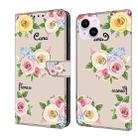 For iPhone 15 Plus Fresh Painted Leather Phone Case(Colored Flowers) - 1