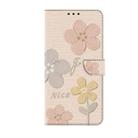 For iPhone 15 Fresh Painted Leather Phone Case(Beige Flowers) - 2