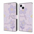 For iPhone 15 Fresh Painted Leather Phone Case(Small Lilac Flowers) - 1