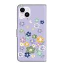 For iPhone 14 Plus Fresh Painted Leather Phone Case(Purple Floral) - 3