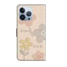 For iPhone 14 Pro Fresh Painted Leather Phone Case(Beige Flowers) - 3