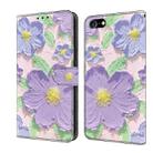 For iPhone 7 / 8 / SE 2022 Fresh Painted Leather Phone Case(Oil Painting Purple Flowers) - 1