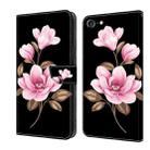 For iPhone 7 / 8 / SE 2022 Fresh Painted Leather Phone Case(Black Flowers) - 1