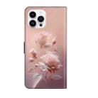 For iPhone 13 Pro Max Fresh Painted Leather Phone Case(Ceramic Flowers) - 3