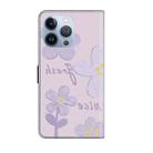 For iPhone 13 Pro Max Fresh Painted Leather Phone Case(Small Lilac Flowers) - 3