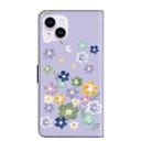 For iPhone 13 mini Fresh Painted Leather Phone Case(Purple Floral) - 3