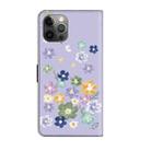 For iPhone 12 / 12 Pro Fresh Painted Leather Phone Case(Purple Floral) - 3