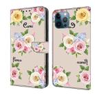 For iPhone 12 / 12 Pro Fresh Painted Leather Phone Case(Colored Flowers) - 1