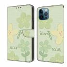 For iPhone 12 Pro Max Fresh Painted Leather Phone Case(Fresh Flowers) - 1