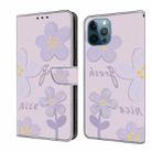 For iPhone 12 Pro Max Fresh Painted Leather Phone Case(Small Lilac Flowers) - 1